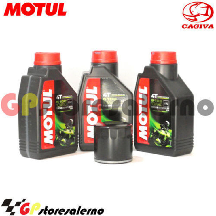 Immagine di KIT TAGLIANDO OLIO + FILTRO MOTUL 5100 10W40 3 LITRI CAGIVA 750 ELEFANT / LUCKY EXPLORER DAL 1993 AL 1997