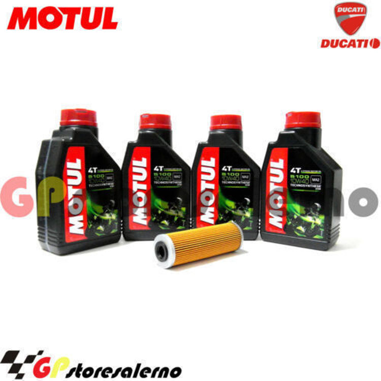 Immagine di KIT TAGLIANDO OLIO + FILTRO MOTUL 5100 10W40 4 LITRI DUCATI 955 STREETFIGHTER V2 2022