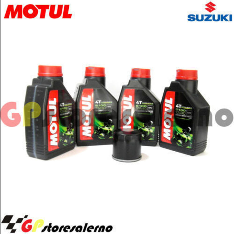 Immagine di KIT TAGLIANDO OLIO + FILTRO MOTUL 5100 10W40 4 LITRI SUZUKI GSX 600 F DAL 1988 AL 2006