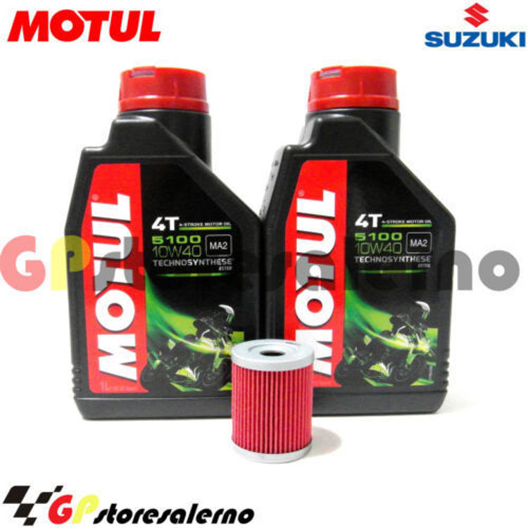 Immagine di KIT TAGLIANDO OLIO + FILTRO MOTUL 5100 10W40 2 LITRI SUZUKI AN 400 BURGMAN DAL 1999 AL 2006