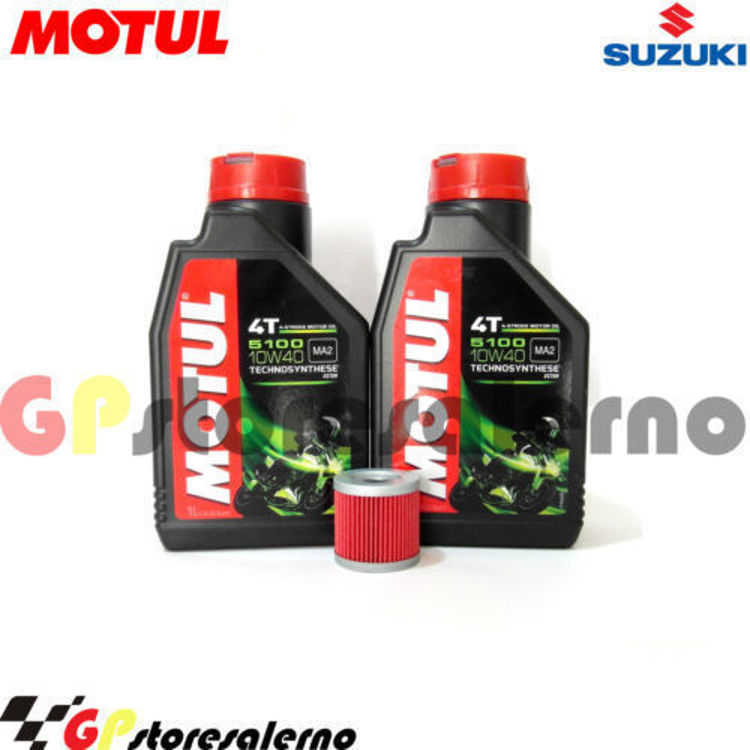 Immagine di KIT TAGLIANDO OLIO + FILTRO MOTUL 5100 10W40 2 LITRI SUZUKI UE 125 2001