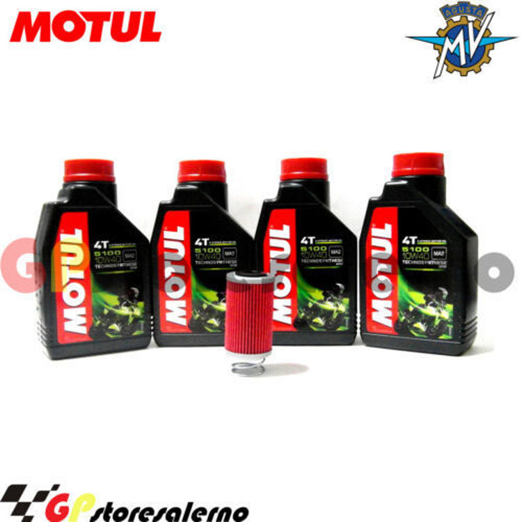 Immagine di KIT TAGLIANDO OLIO + FILTRO MOTUL 5100 10W40 4 LITRI MV AGUSTA 920 BRUTALE DAL 2011 AL 2012