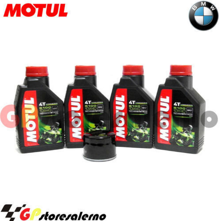 Immagine di KIT TAGLIANDO OLIO + FILTRO MOTUL 5100 10W40 4 LITRI BMW 1000 HP4 RACE DAL 2017 AL 2018