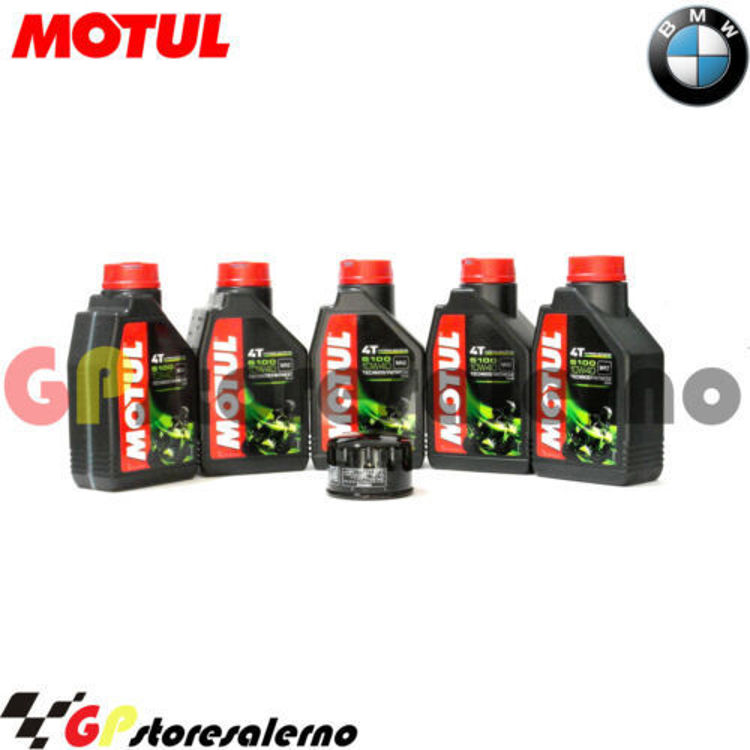 Immagine di KIT TAGLIANDO OLIO + FILTRO MOTUL 5100 10W40 5 LITRI BMW K 1600 GT DAL 2011 AL 2024