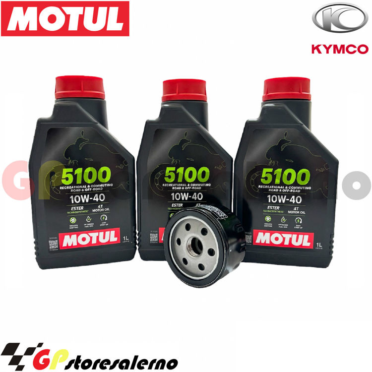 Immagine di KIT TAGLIANDO OLIO + FILTRO MOTUL 5100 10W40 3 LITRI KYMCO AK 550 E4 / E5 DAL 2017 AL 2023