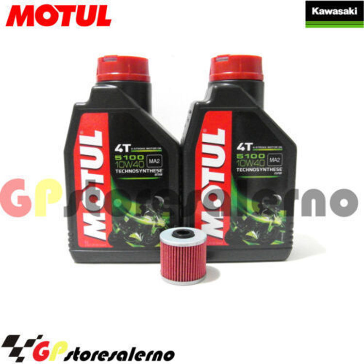 Immagine di KIT TAGLIANDO OLIO + FILTRO MOTUL 5100 10W40 2 LITRI KAWASAKI J 300 SE DAL 2014 AL 2018