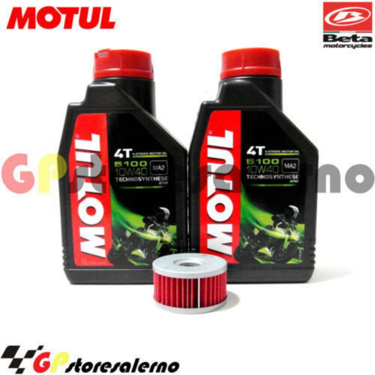 Immagine di KIT TAGLIANDO OLIO + FILTRO MOTUL 5100 10W40 2 LITRI BETAMOTOR 350 M4 4T DAL 2006 AL 2012