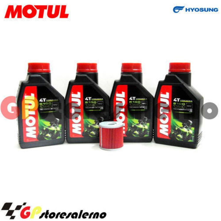 Immagine di KIT TAGLIANDO OLIO + FILTRO MOTUL 5100 10W40 4 LITRI HYOSUNG GT 650 R SPORT TOURING DAL 2005 AL 2008