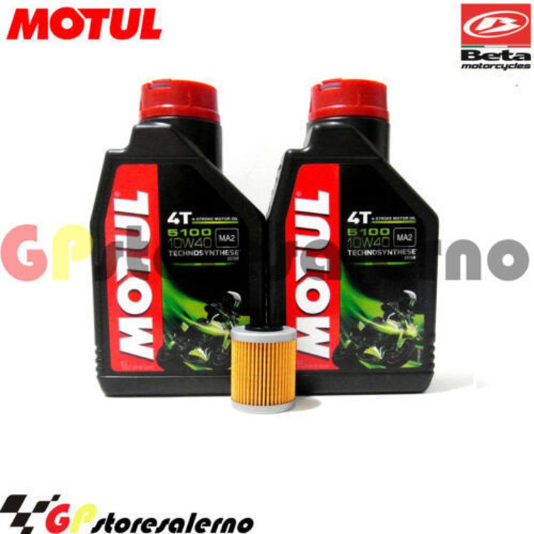 Immagine di KIT TAGLIANDO OLIO + FILTRO MOTUL 5100 10W40 2 LITRI BETAMOTOR 450 RR ENDURO 4T DAL 2005 AL 2009