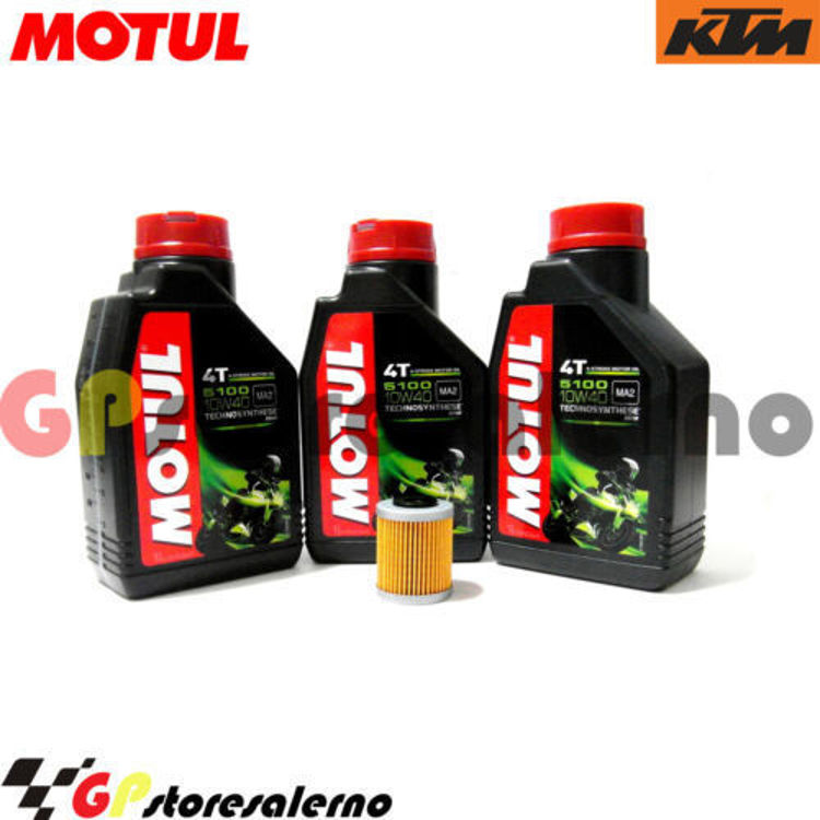 Immagine di KIT TAGLIANDO OLIO + FILTRO MOTUL 5100 10W40 3 LITRI KTM 660 RALLY E FACTORY REPLICA DAL 2006 AL 2007