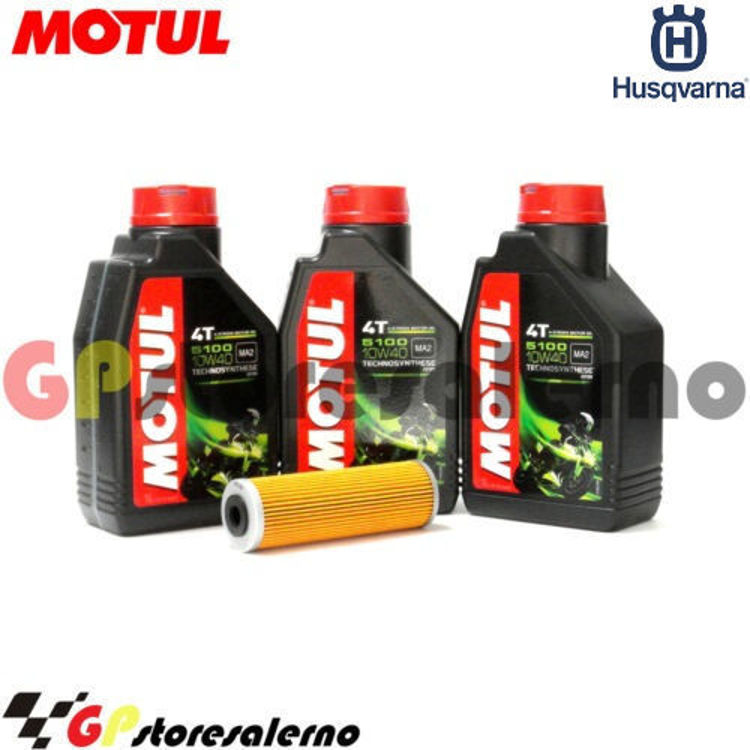 Immagine di KIT TAGLIANDO OLIO + FILTRO MOTUL 5100 10W40 3 LITRI HUSQVARNA NORDEN 901 2022