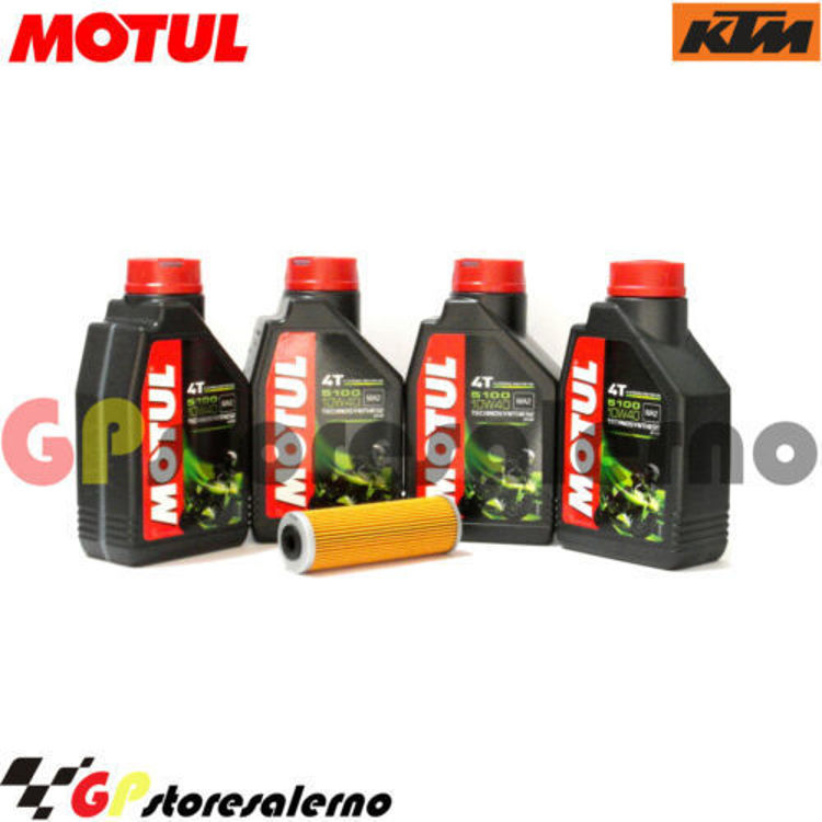 Immagine di KIT TAGLIANDO OLIO + FILTRO MOTUL 5100 10W40 4 LITRI KTM 1050 ADVENTURE DAL 2015 AL 2016