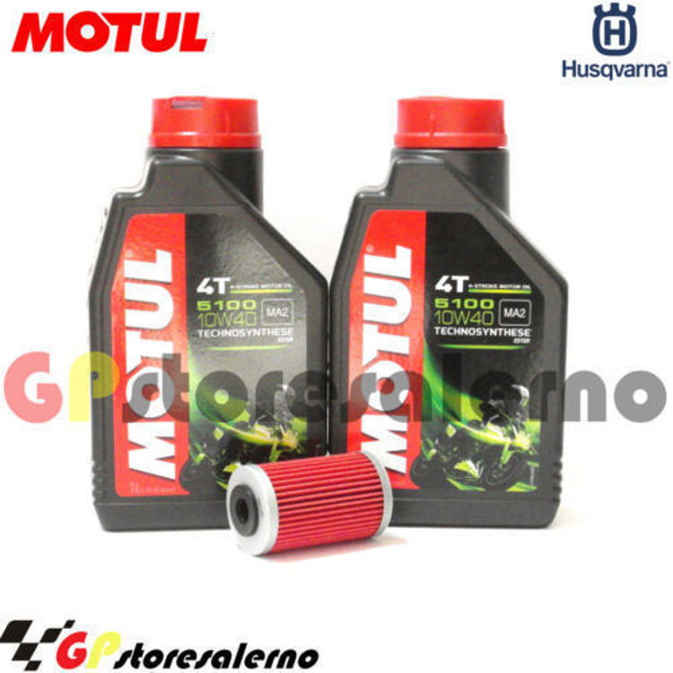 Immagine di KIT TAGLIANDO OLIO + FILTRO MOTUL 5100 10W40 2 LITRI HUSQVARNA VITPILEN 401 DAL 2018 AL 2022