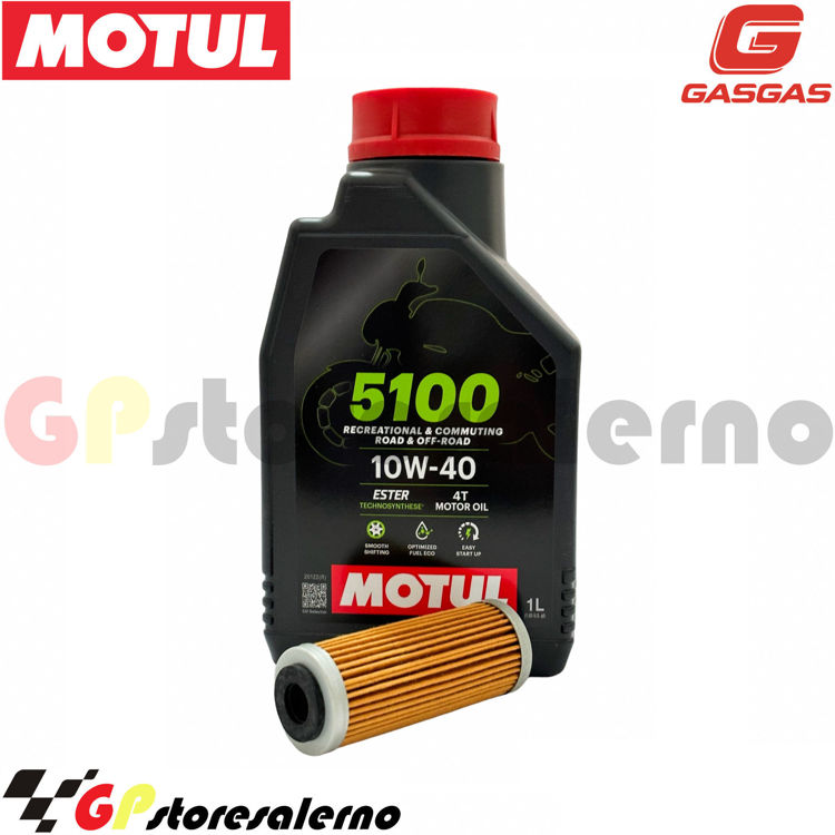 Immagine di KIT TAGLIANDO OLIO + FILTRO MOTUL 5100 10W40 1 LITRO GAS GAS MC 250 F DAL 2021 AL 2024