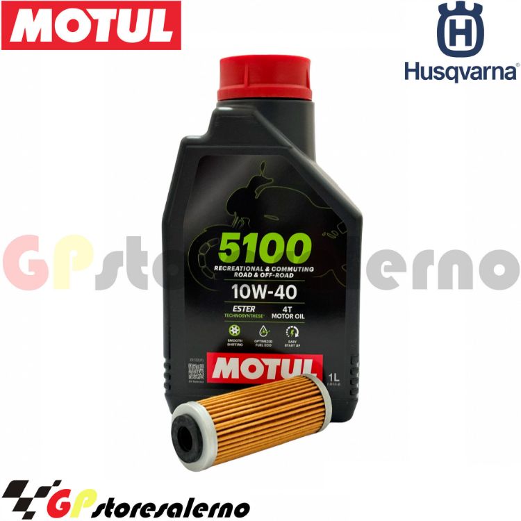 Immagine di KIT TAGLIANDO OLIO + FILTRO MOTUL 5100 10W40 1 LITRO HUSQVARNA FE 350 S DAL 2016 AL 2023