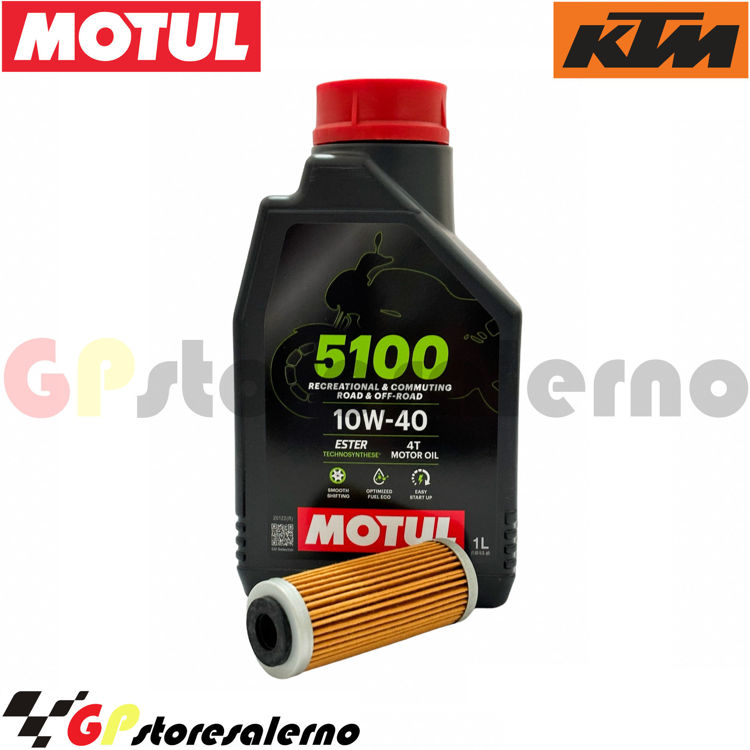 Immagine di KIT TAGLIANDO OLIO + FILTRO MOTUL 5100 10W40 1 LITRO KTM 250 EXC-F DAL 2013 AL 2024