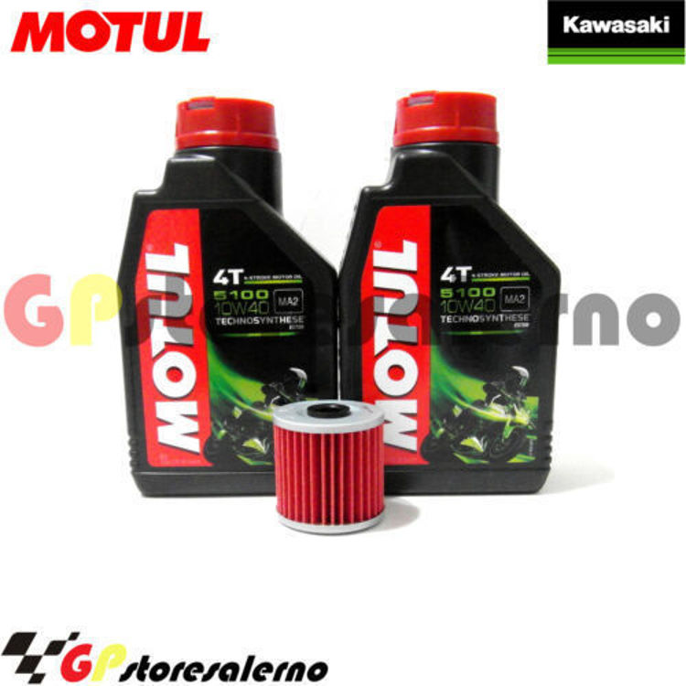 Immagine di KIT TAGLIANDO OLIO + FILTRO MOTUL 5100 10W40 2 LITRI KAWASAKI KL 250 DAL 1977 AL 2005