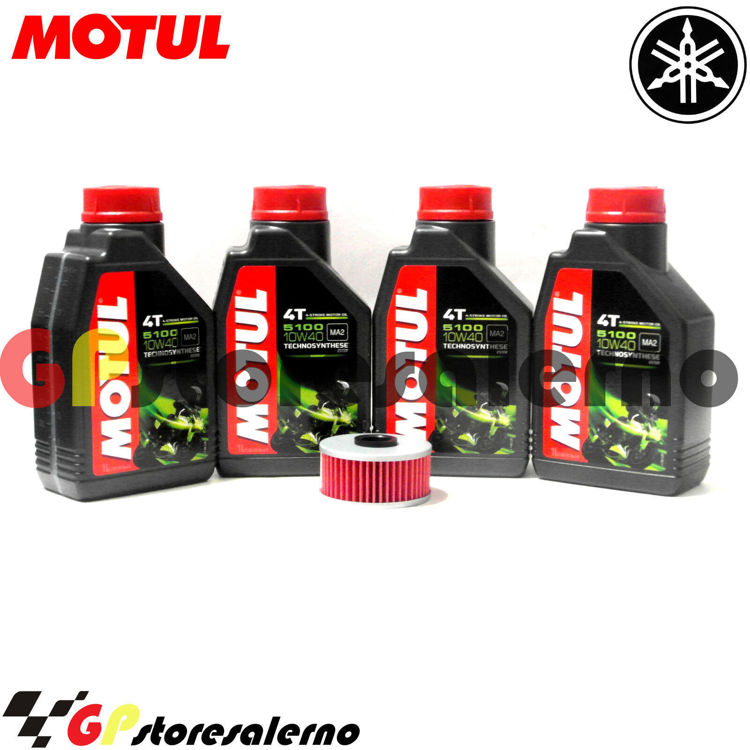 Immagine di KIT TAGLIANDO OLIO + FILTRO MOTUL 5100 10W40 4 LITRI YAMAHA FZR 600 DAL 1989 AL 1990