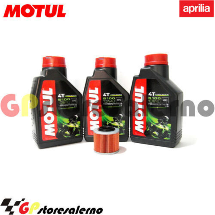 Immagine di KIT TAGLIANDO OLIO + FILTRO MOTUL 5100 10W40 3 LITRI APRILIA 350 ETX DAL 1985 AL 1989