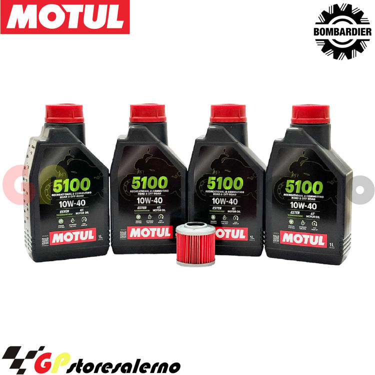 Immagine di KIT TAGLIANDO OLIO + FILTRO MOTUL 5100 10W40 4 LITRI BOMBARDIER DS 650 X DAL 2005 AL 2006