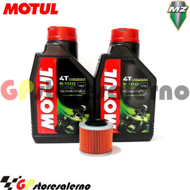 Immagine di KIT TAGLIANDO OLIO + FILTRO MOTUL 5100 10W40 2 LITRI MUZ 125 SX DAL 2000 AL 2008