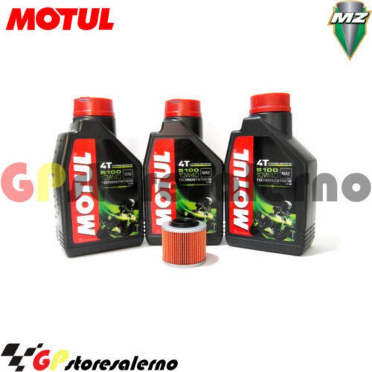 Immagine di KIT TAGLIANDO OLIO + FILTRO MOTUL 5100 10W40 3 LITRI MUZ 500 SAXON SPORT FUN 1993