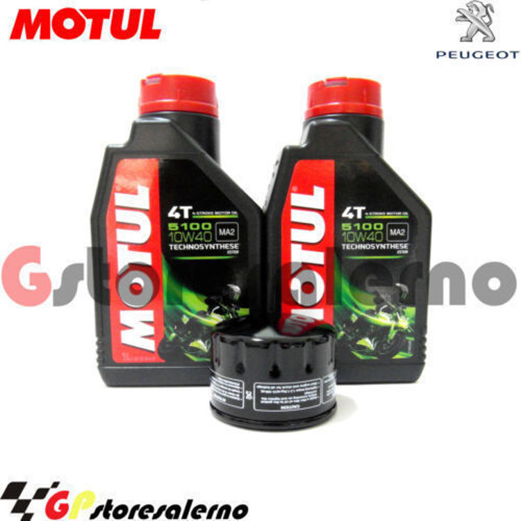 Immagine di KIT TAGLIANDO OLIO + FILTRO MOTUL 5100 10W40 2 LITRI PEUGEOT 400 SAT RS / BLACK ST DAL 2008 AL 2013