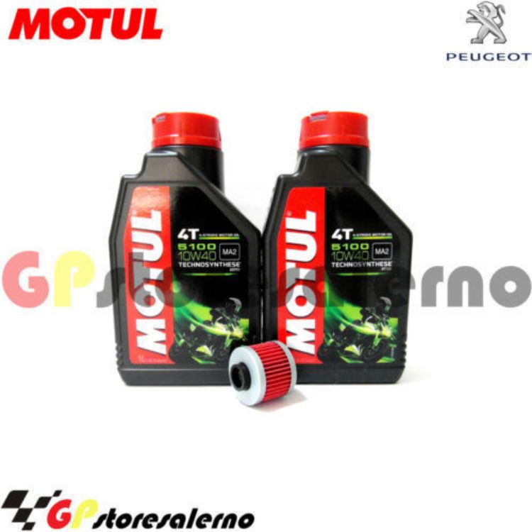 Immagine di KIT TAGLIANDO OLIO + FILTRO MOTUL 5100 10W40 2 LITRI PEUGEOT 125 JET FORCE KOMPRESSOR DAL 2005 AL 2011