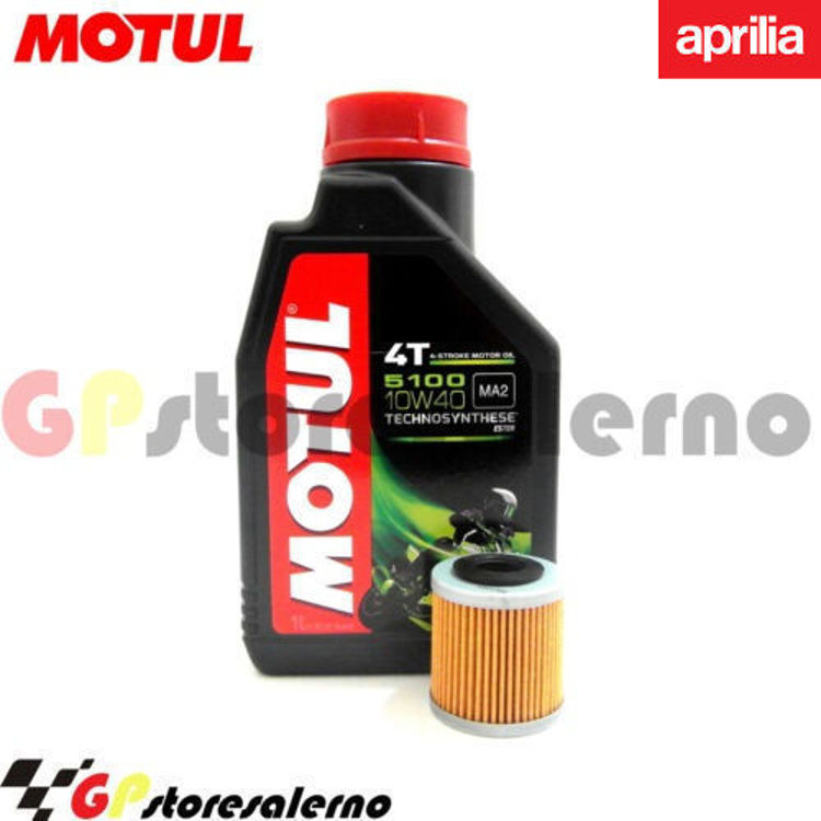 Immagine di KIT TAGLIANDO OLIO + FILTRO MOTUL 5100 10W40 1 LITRO APRILIA 125 RS REPLICA 4T DAL 2017 AL 2022