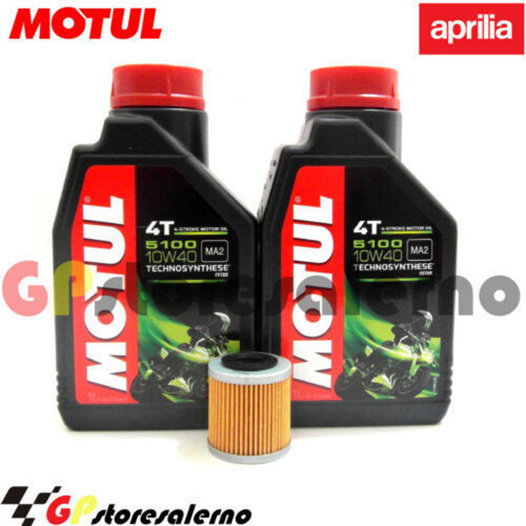 Immagine di KIT TAGLIANDO OLIO + FILTRO MOTUL 5100 10W40 2 LITRI APRILIA 450 RXV ENDURO DAL 2006 AL 2015