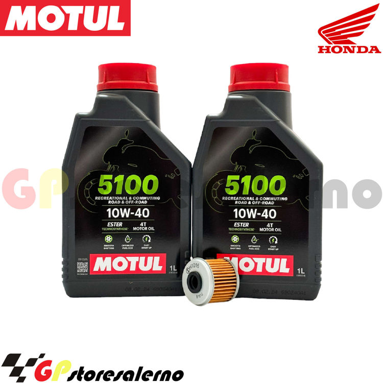 Immagine di KIT TAGLIANDO OLIO + FILTRO MOTUL 5100 10W40 2 LITRI HONDA CRF 150 R DAL 2007 AL 2024