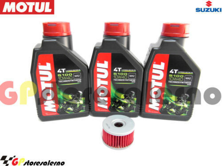 Immagine di KIT TAGLIANDO OLIO + FILTRO MOTUL 5100 10W40 3 LITRI SUZUKI DR 500 DAL 1981 AL 1983