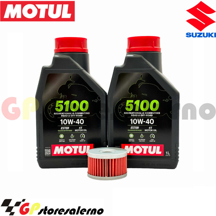 Immagine di KIT TAGLIANDO OLIO + FILTRO MOTUL 5100 10W40 2 LITRI SUZUKI LS S40 650 BOULEVARD DAL 2005 AL 2019