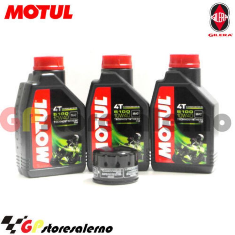 Immagine di KIT TAGLIANDO OLIO + FILTRO MOTUL 5100 10W40 3 LITRI GILERA 800 GP / GP CENTENARIO DAL 2008 AL 2014