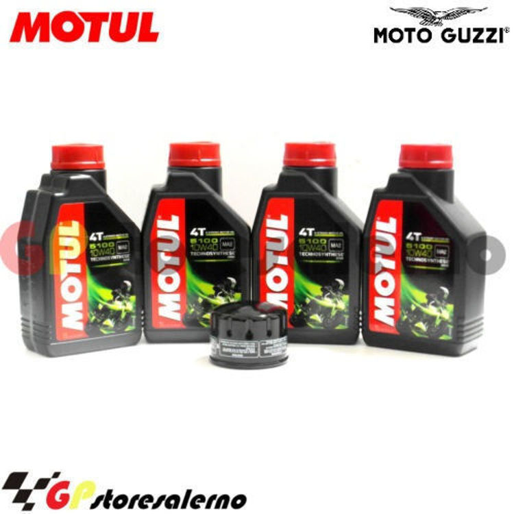 Immagine di KIT TAGLIANDO OLIO + FILTRO MOTUL 5100 10W40 4 LITRI MOTO GUZZI CALIFORNIA 1400 TOURING ABS DAL 2012 AL 2017