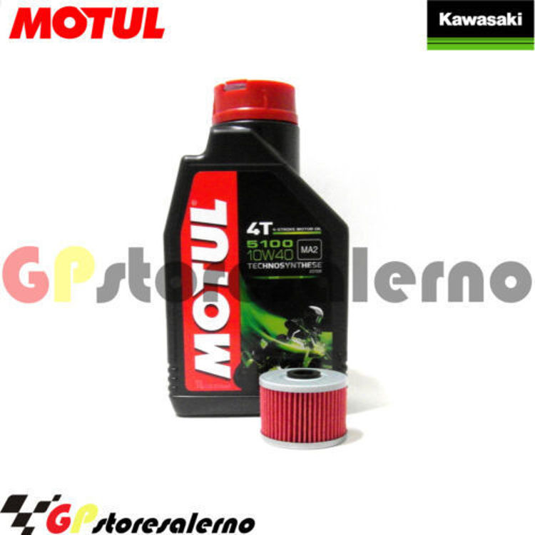 Immagine di KIT TAGLIANDO OLIO + FILTRO MOTUL 5100 10W40 1 LITRO KAWASAKI KLX 110 DAL 2002 AL 2021