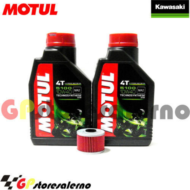 Immagine di KIT TAGLIANDO OLIO + FILTRO MOTUL 5100 10W40 2 LITRI KAWASAKI BN 125 ELIMINATOR DAL 1998 AL 2009