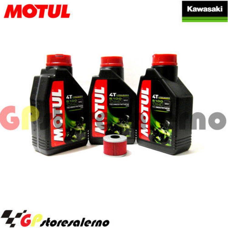 Immagine di KIT TAGLIANDO OLIO + FILTRO MOTUL 5100 10W40 3 LITRI KAWASAKI BX 250 NINJA SL DAL 2014 AL 2015