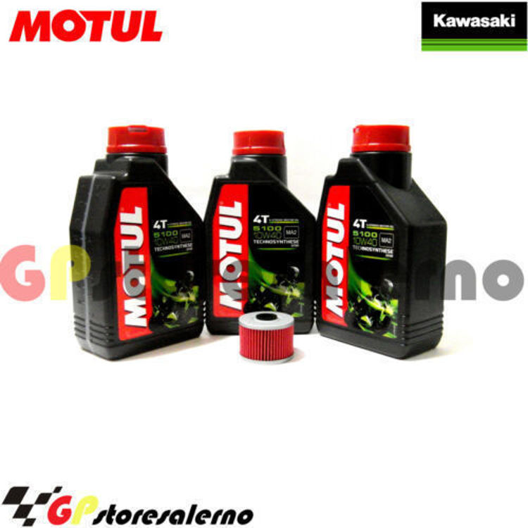 Immagine di KIT TAGLIANDO OLIO + FILTRO MOTUL 5100 10W40 3 LITRI KAWASAKI Z 250 SL ABS DAL 2014 AL 2018