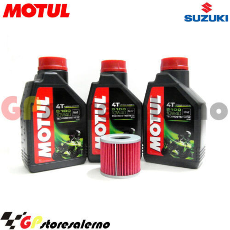 Immagine di KIT TAGLIANDO OLIO + FILTRO MOTUL 5100 10W40 3 LITRI SUZUKI GS 400 DAL 1977 AL 1979