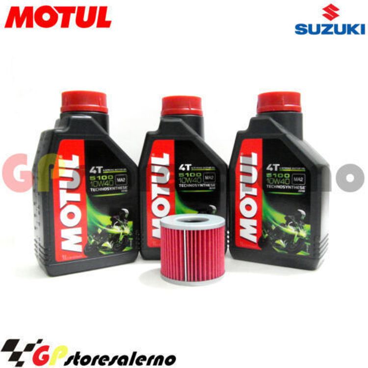 Immagine di KIT TAGLIANDO OLIO + FILTRO MOTUL 5100 10W40 3 LITRI SUZUKI GSX 400 DAL 1980 AL 1987