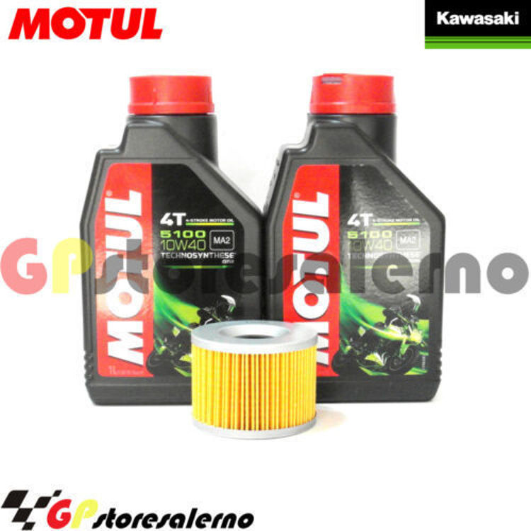 Immagine di KIT TAGLIANDO OLIO + FILTRO MOTUL 5100 10W40 2 LITRI KAWASAKI EL 250 ELIMINATOR DAL 1988 AL 1997