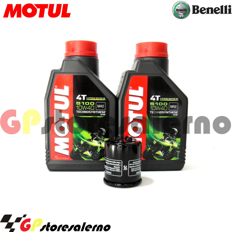 Immagine di KIT TAGLIANDO OLIO + FILTRO MOTUL 5100 10W40 2 LITRI BENELLI 125 ADIVA DAL 2000 AL 2003