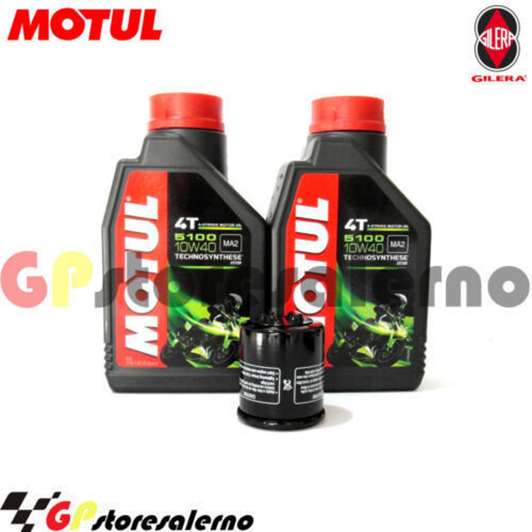 Immagine di KIT TAGLIANDO OLIO + FILTRO MOTUL 5100 10W40 2 LITRI GILERA 250 NEXUS / SP DAL 2006 AL 2008