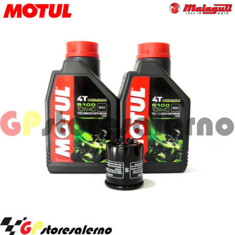 Immagine di KIT TAGLIANDO OLIO + FILTRO MOTUL 5100 10W40 2 LITRI MALAGUTI 125 MADISON 3 DAL 2006 AL 2011