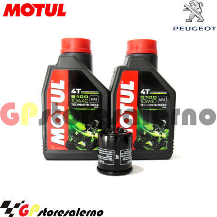 Immagine di KIT TAGLIANDO OLIO + FILTRO MOTUL 5100 10W40 2 LITRI PEUGEOT 150 LOOXOR DAL 2003 AL 2004