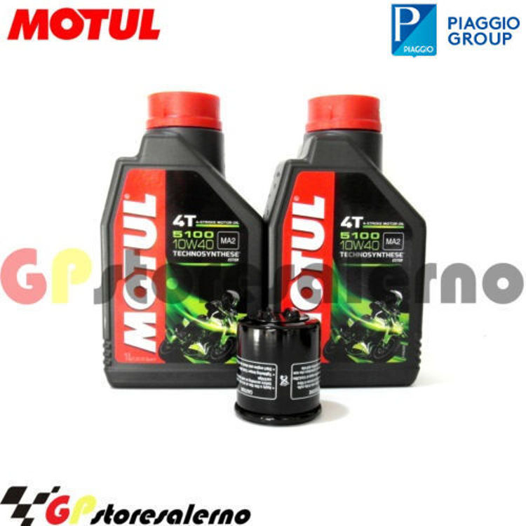 Immagine di KIT TAGLIANDO OLIO + FILTRO MOTUL 5100 10W40 2 LITRI PIAGGIO B 125 CITY SLICKER 2002