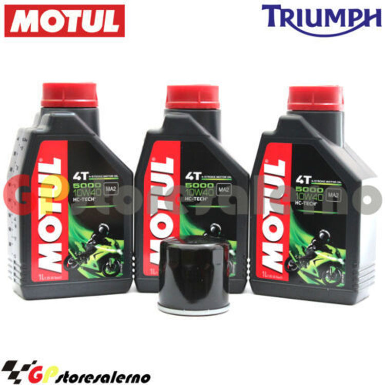 Immagine di KIT TAGLIANDO OLIO + FILTRO MOTUL 5000 10W40 3 LITRI TRIUMPH DAYTONA 675 DAL 2006 AL 2016