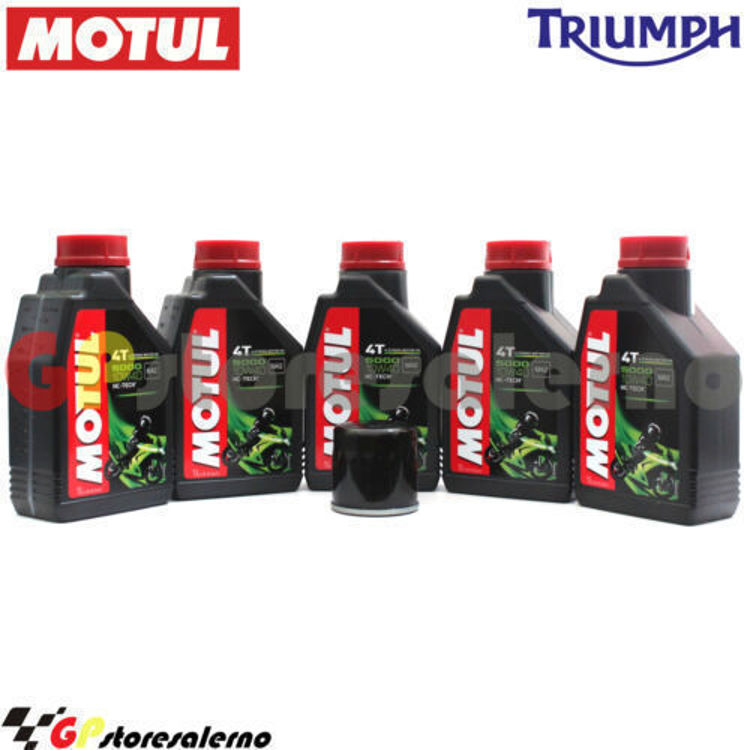 Immagine di KIT TAGLIANDO OLIO + FILTRO MOTUL 5000 10W40 5 LITRI TRIUMPH THUNDERBIRD 1700 STORM DAL 2011 AL 2018