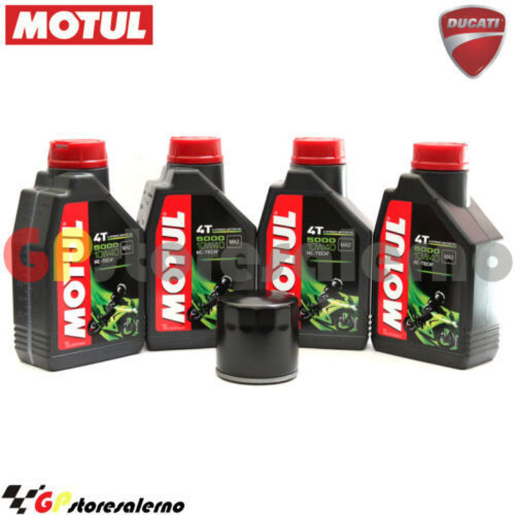 Immagine di KIT TAGLIANDO OLIO + FILTRO MOTUL 5000 10W40 4 LITRI DUCATI 400 SS JUNIOR SUPER SPORT DAL 1992 AL 1994